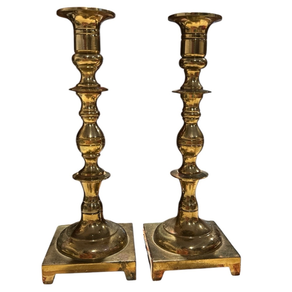 Vintage CM Solid Brass Candlestick Holders 9.75” tall, 1 Pair of Two - Picture 7 of 9